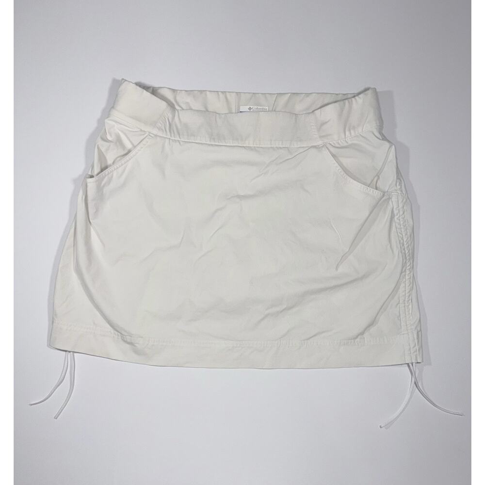 Columbia Womens Size XL Mini Skirt White With Drawstrings Cotton Pull On Casual